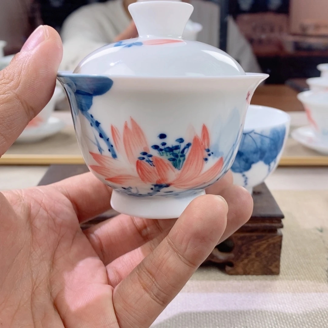 荷塘月色如意盖碗130