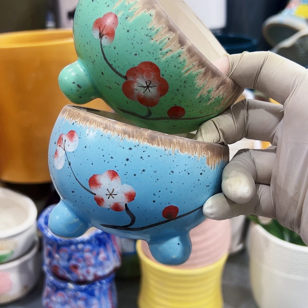 有孔，外贸尾单陶瓷花盆凑单10米包邮