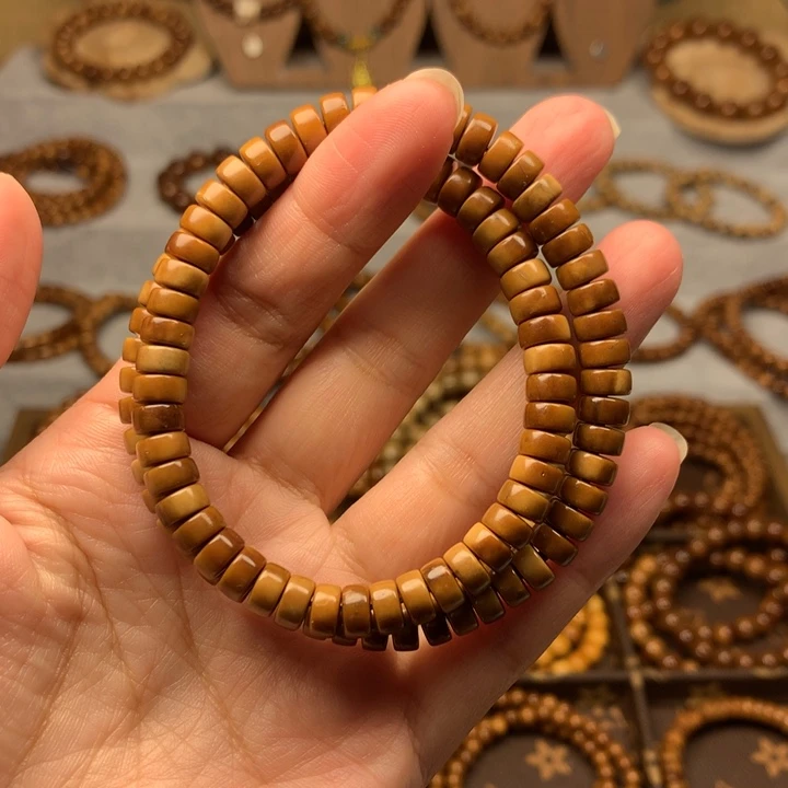 果皮天然库克精挑药片珠4*7双圈男女通用手串