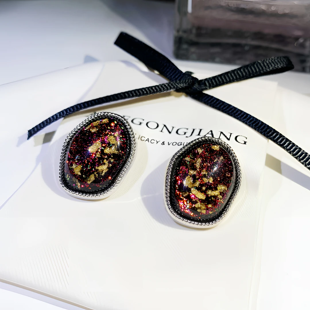 铜合金耳饰 亚克力中古气质时尚耳钉