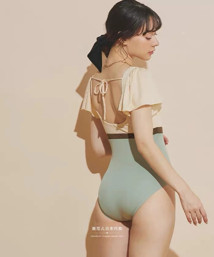 蓝浅花泳衣潜水服休闲美背欧美紧身 直播专用链接