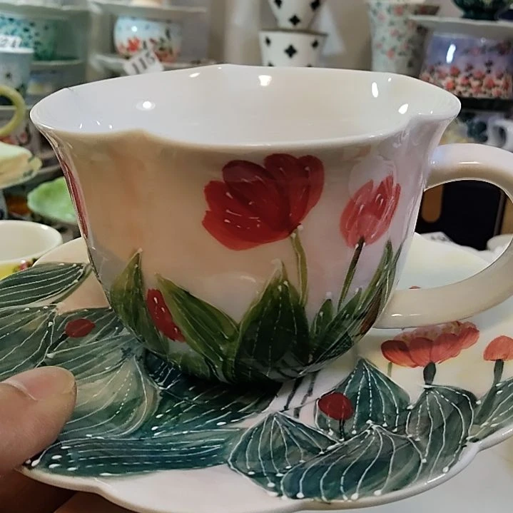 瓷杯子景德镇陶瓷釉下彩咖啡杯