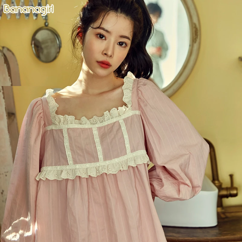 Bananagirl睡衣女春秋纯棉长袖时尚韩版甜美公主风ins家居服套装