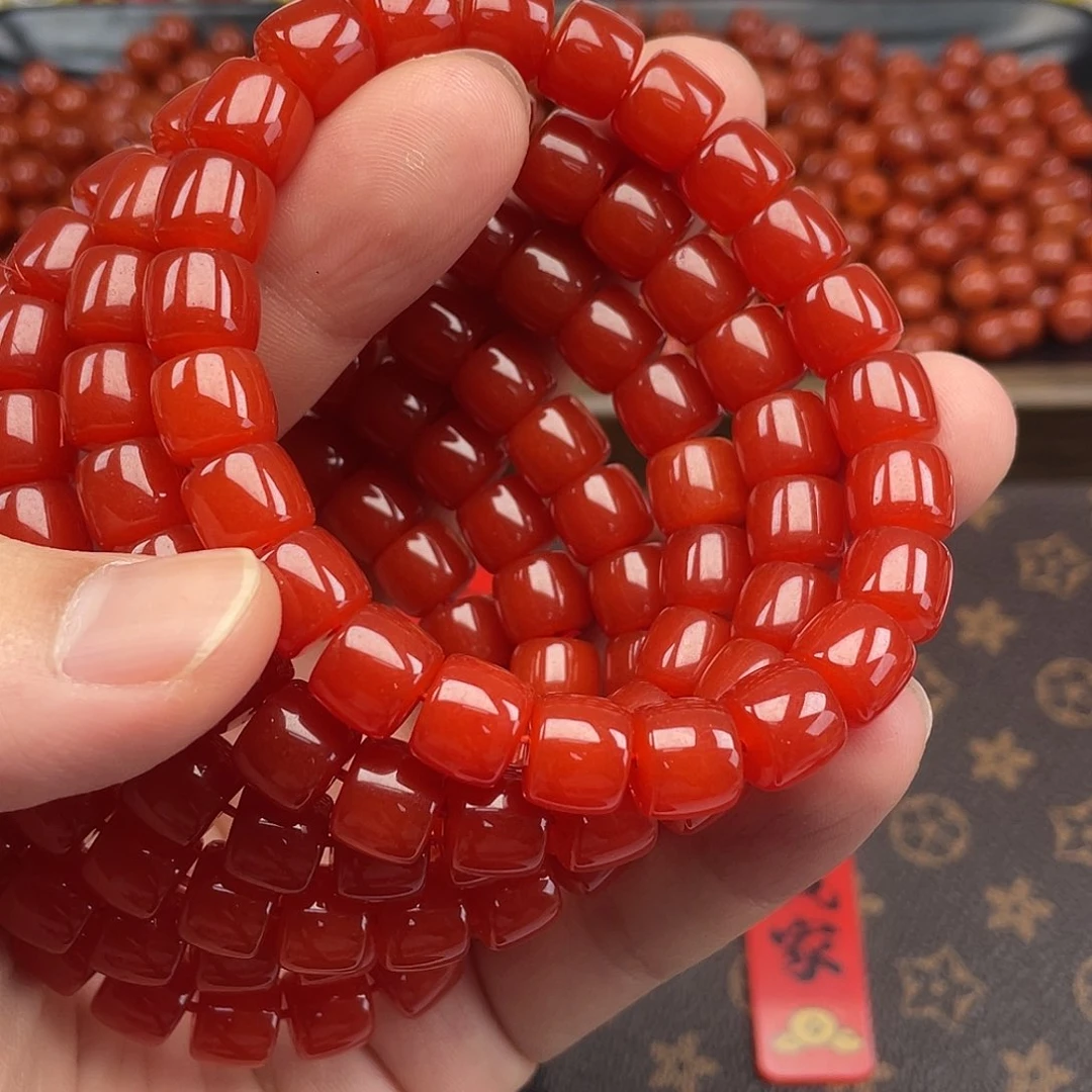 南红玛瑙5号锦红卡10直切手链未镶嵌