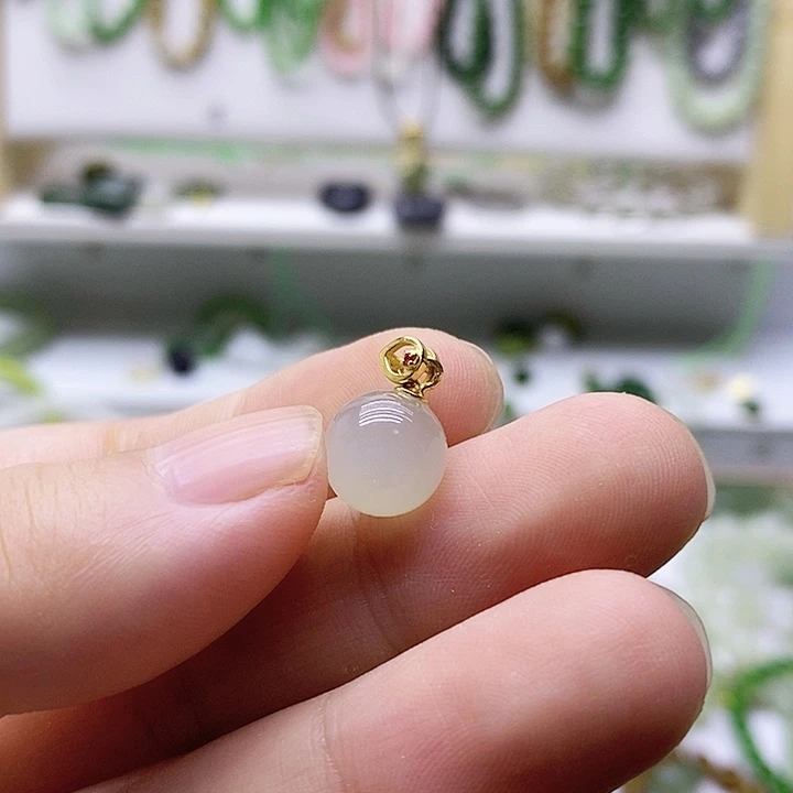 和田玉银S925镶嵌吊坠(不含链)
