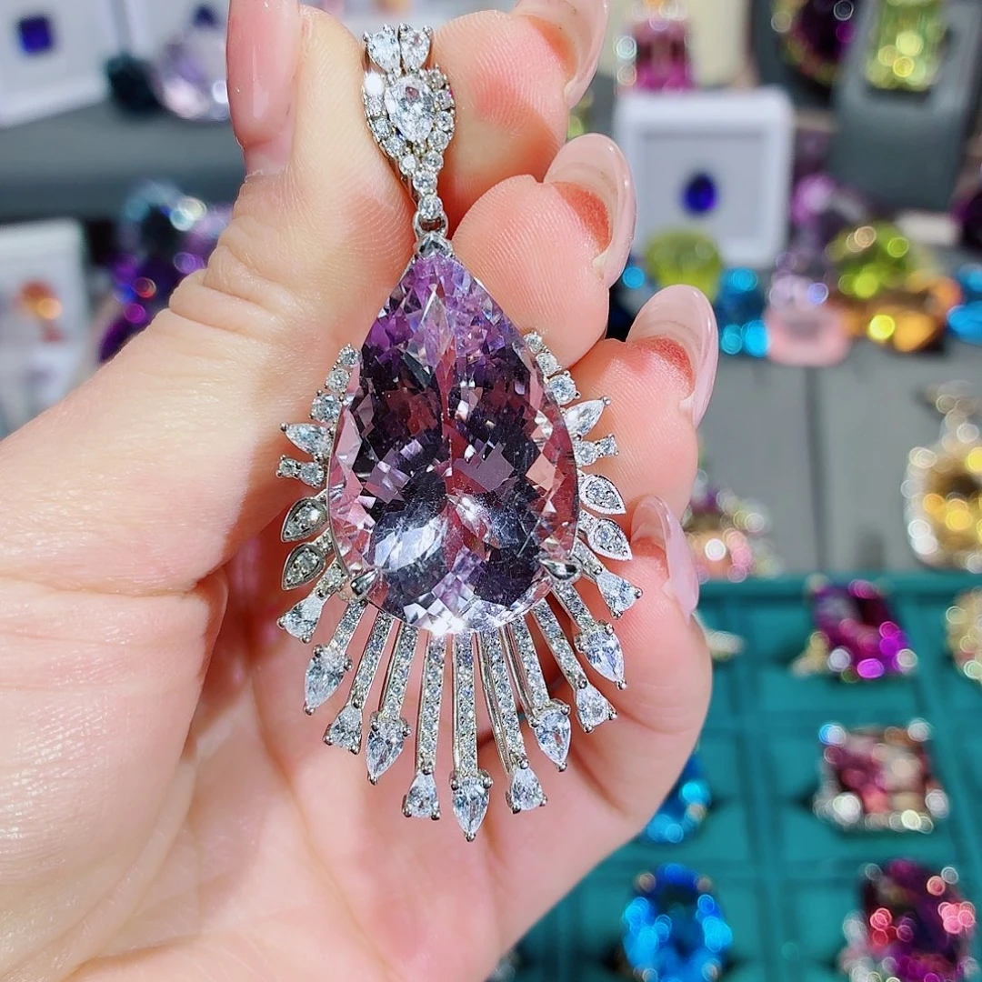 银S925镶嵌水晶颈饰吊坠