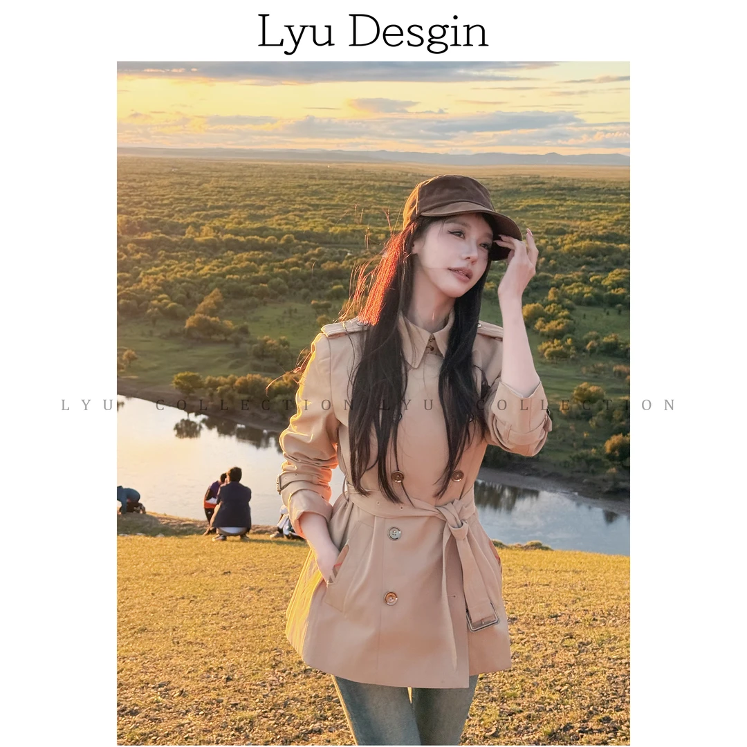 LYU【伦敦格调】英伦经典翻领双排扣显瘦短风衣097