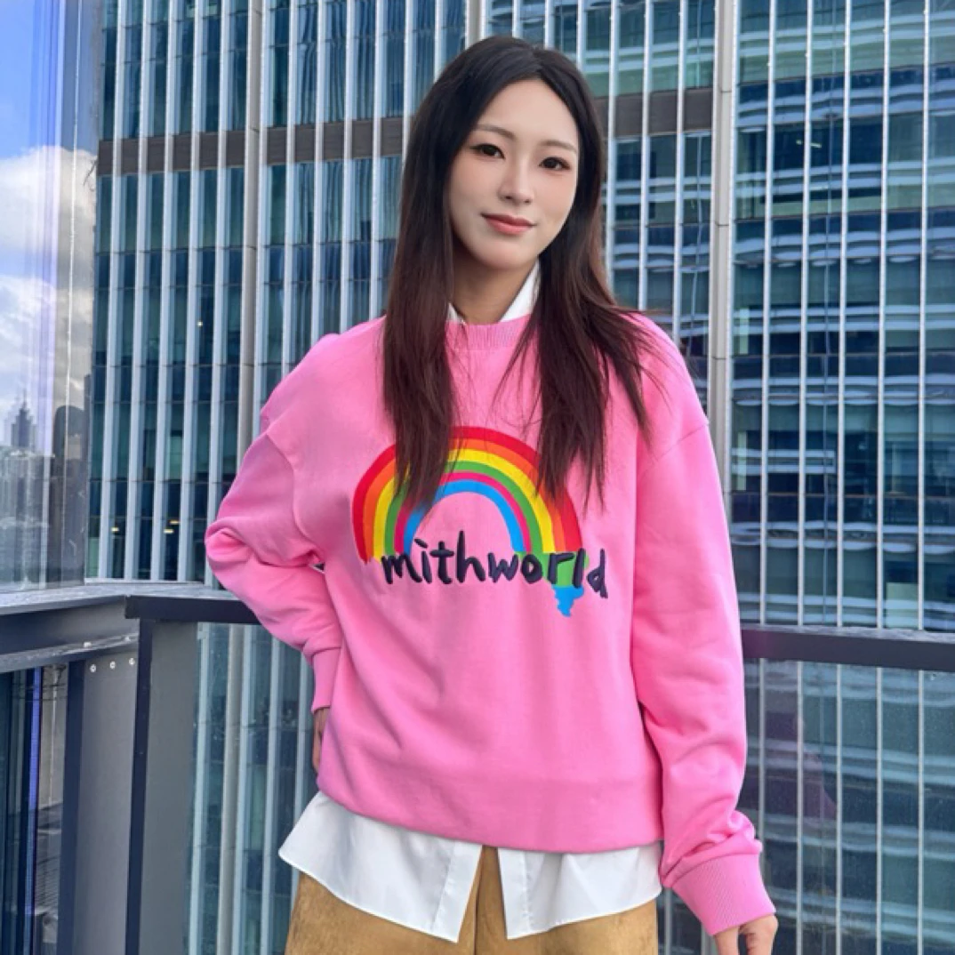 mithworld / 沵媞 棱镜粉印花圆领卫衣