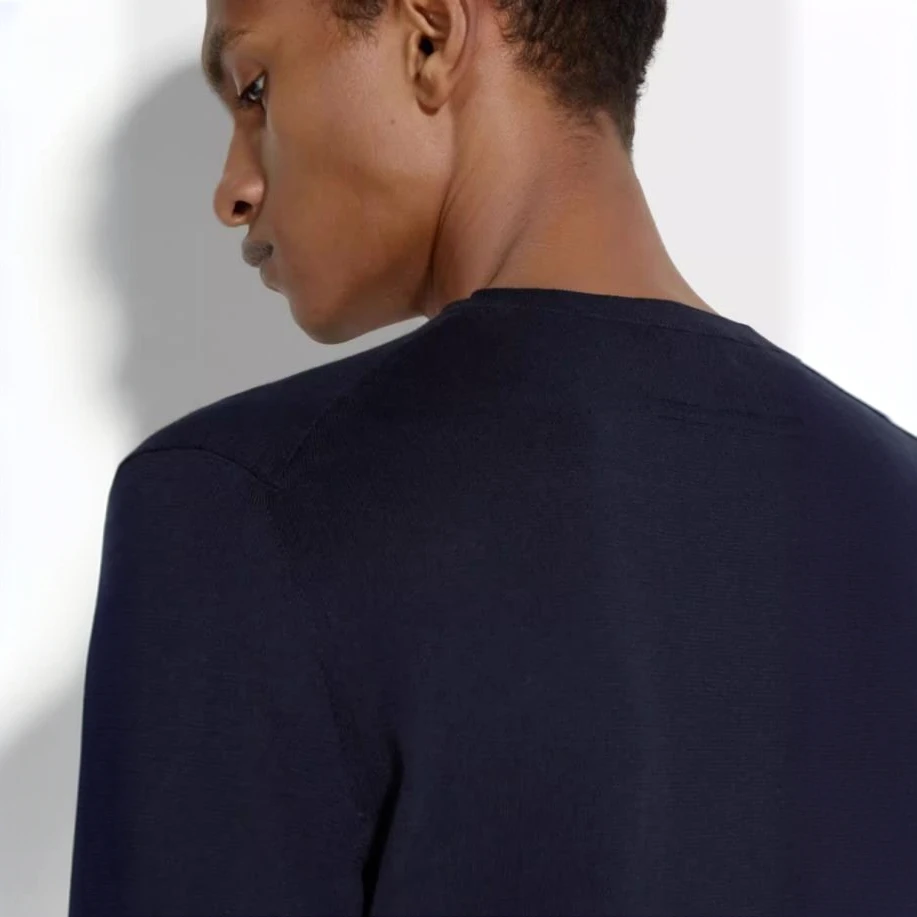 【XH】杰家精纺绵羊毛混纺男士休闲百搭圆领T恤1551