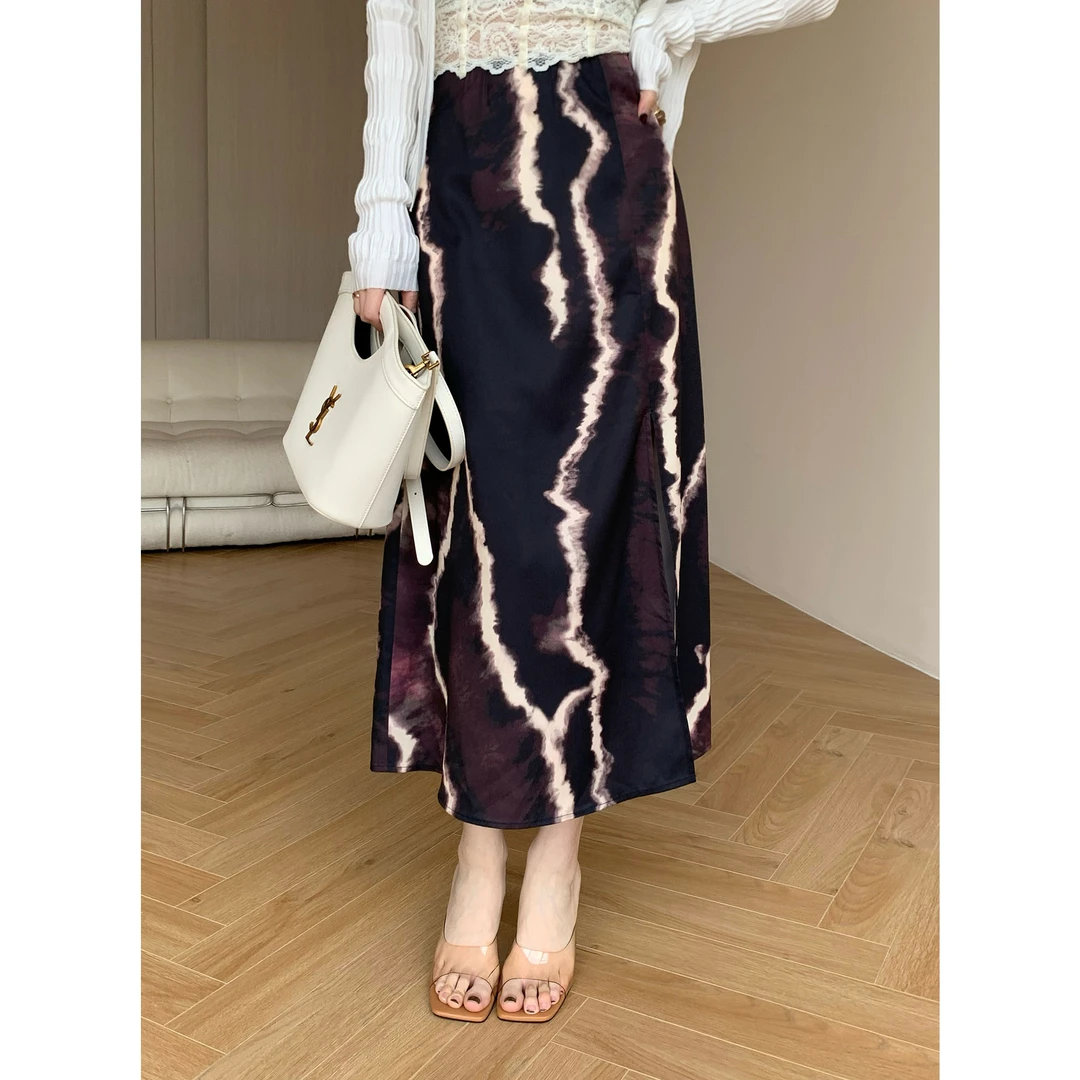 JIJINQI时尚气质百搭休闲春夏新款印花设计感半裙女 JC12BZXL472