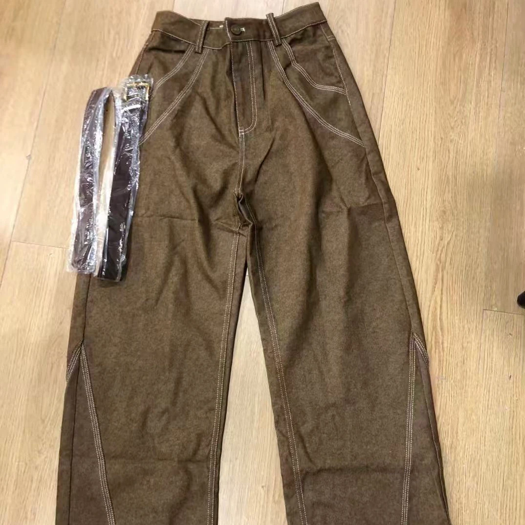 【BAI】秋季新款复古百搭宽松休闲直筒垂感牛仔长裤8373