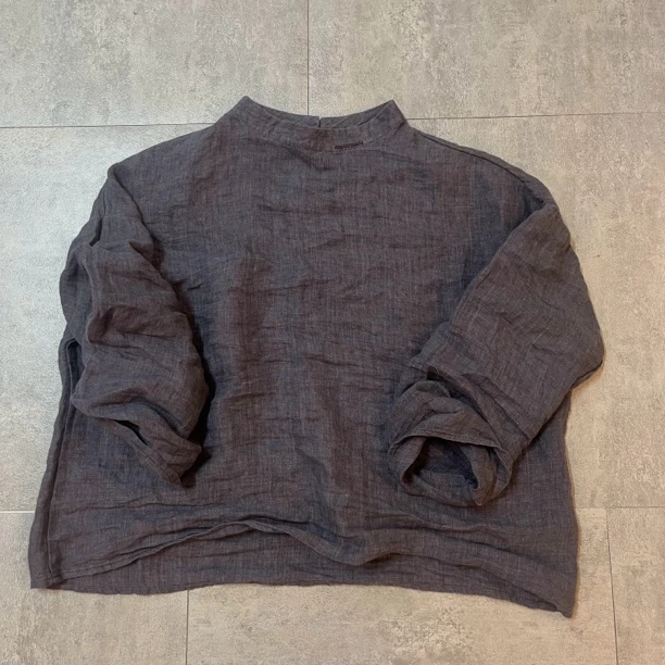 YM色织亚麻手工缝线简约百搭套头衫018