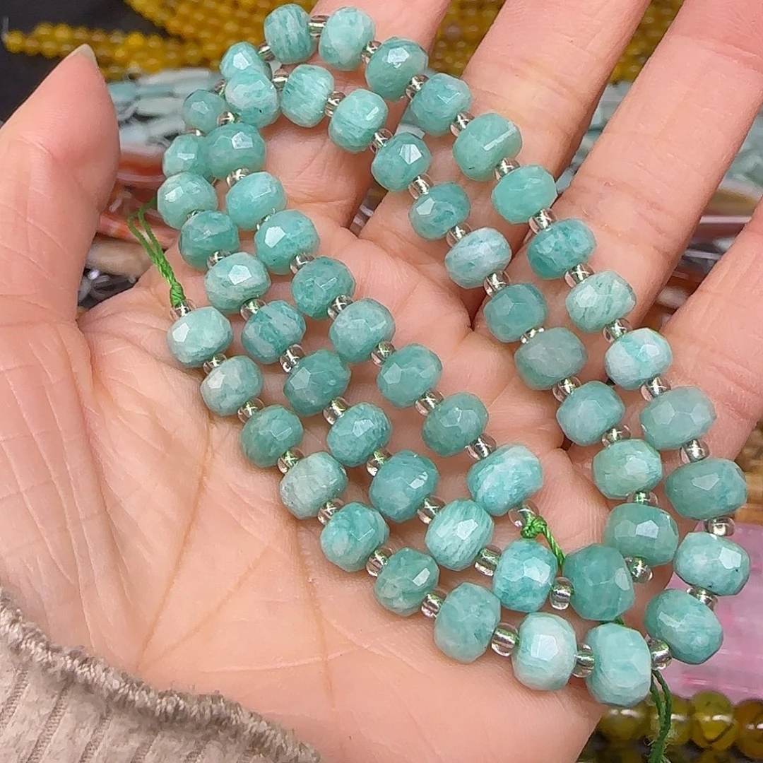 玛瑙/玉髓合金珠宝半成品天河石7mm车轮一条