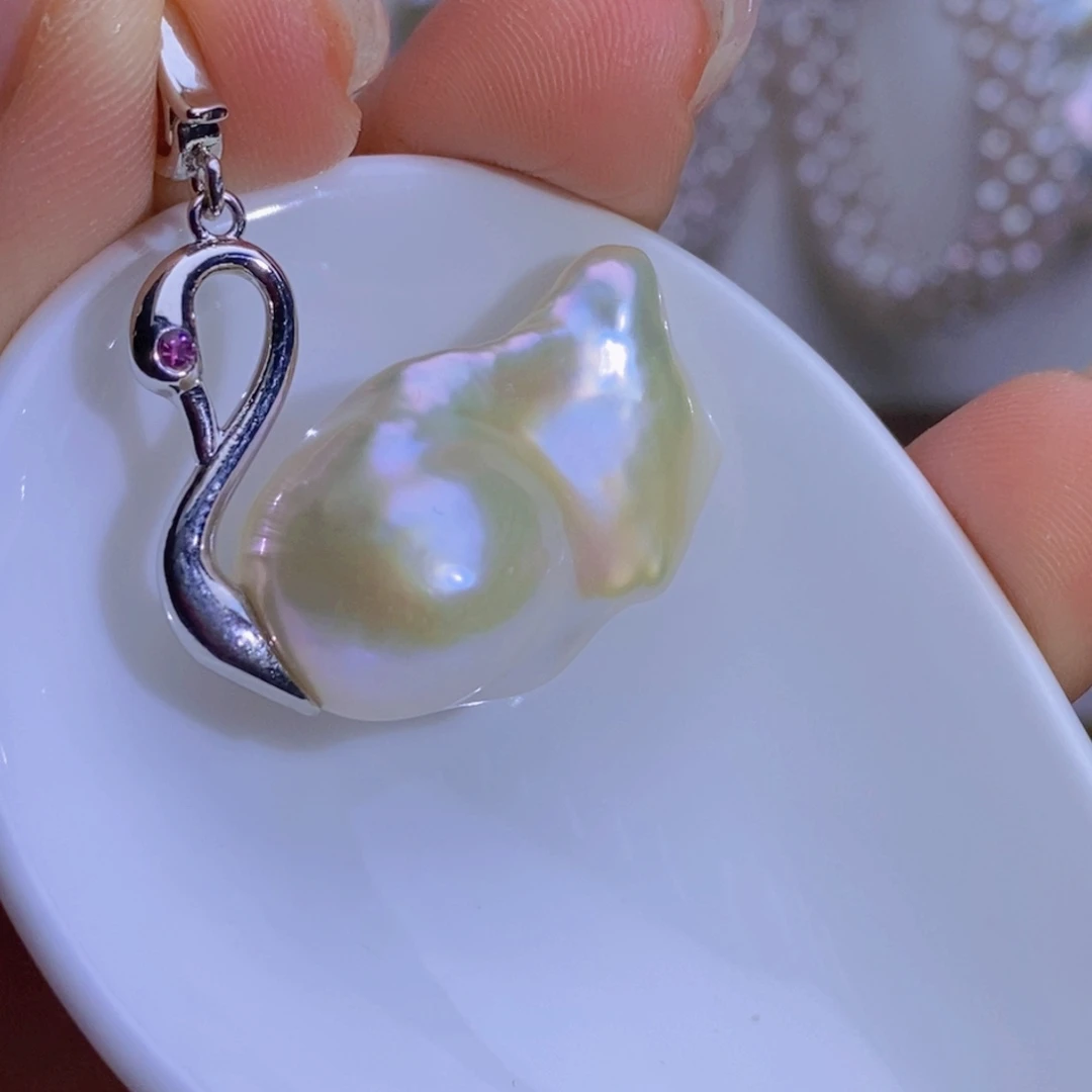 银S925镶嵌珍珠淡水珍珠