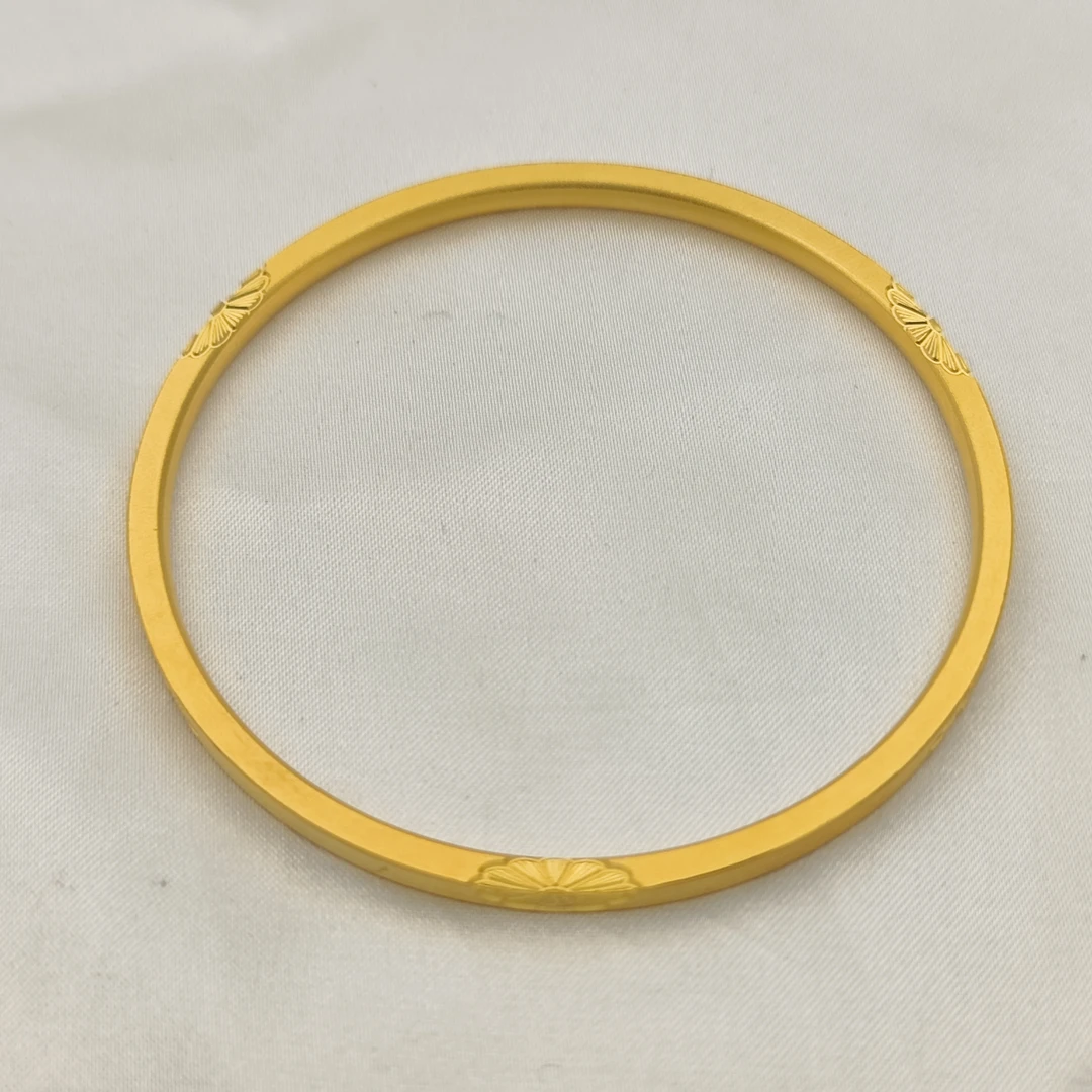 4931美开乐黄金手镯古法百搭车花雕花女士款足金按克卖首饰直播