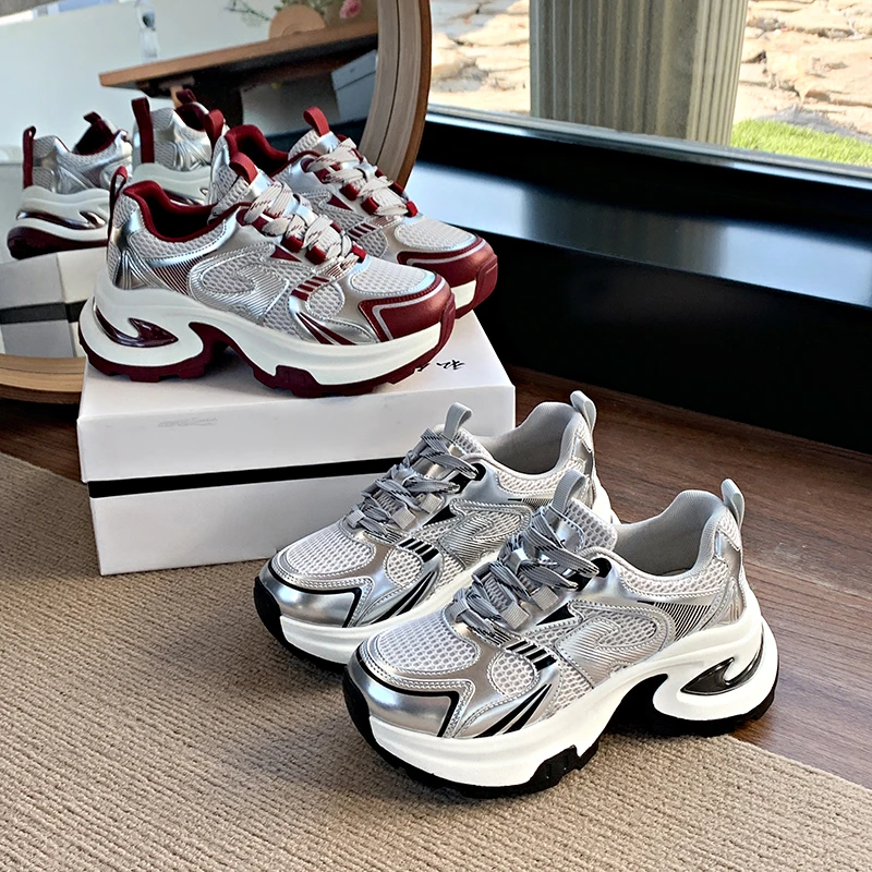 爆款增高厚底老爹鞋女显脚小休闲女鞋2025新款松糕软底运动鞋2150