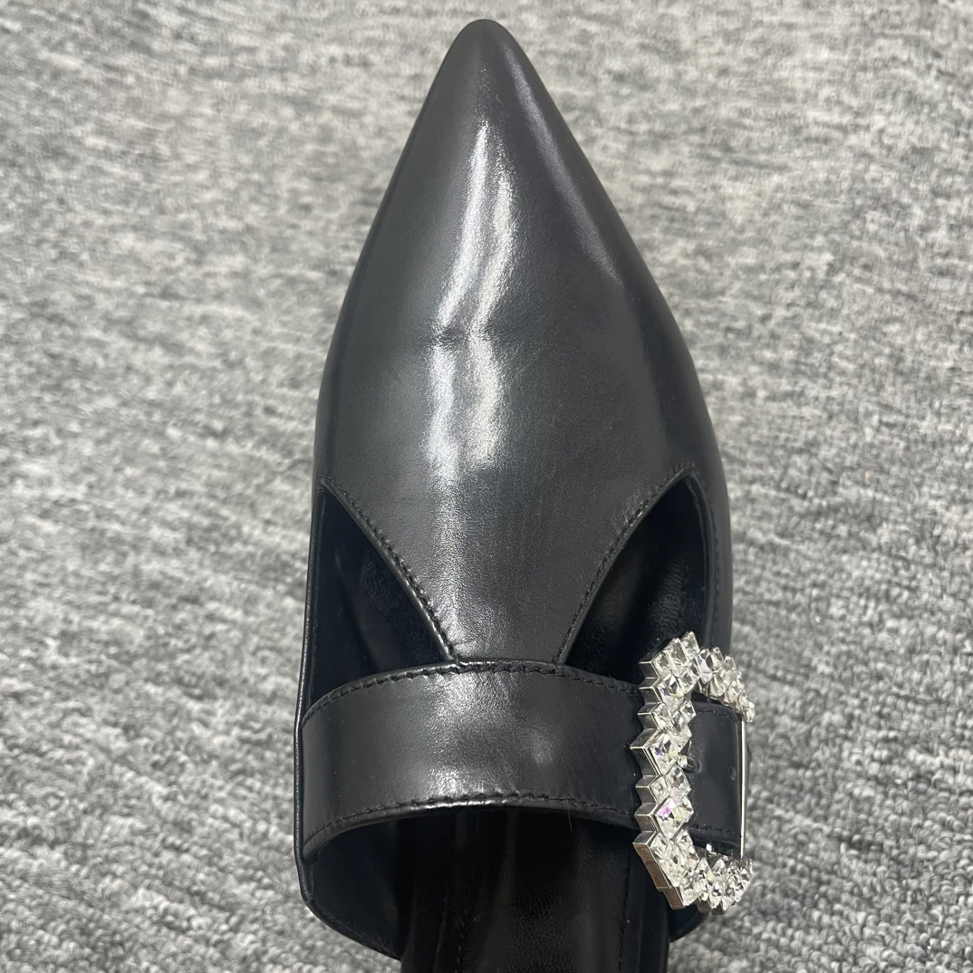 断码特价胎牛皮平底女拖