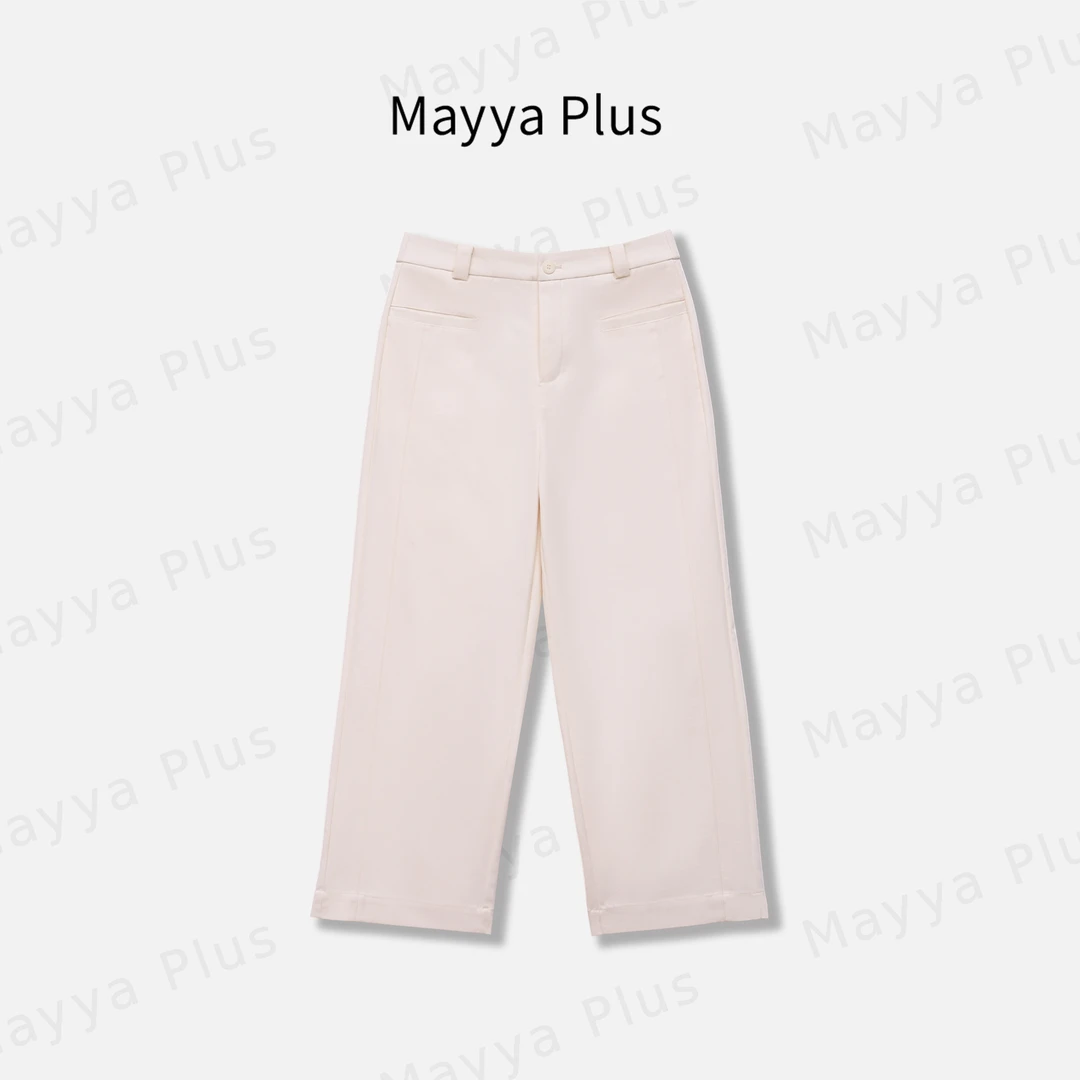 【自由纪】Mayya Plus麦芽定制黑色百搭直筒阔腿休闲裤子32536393