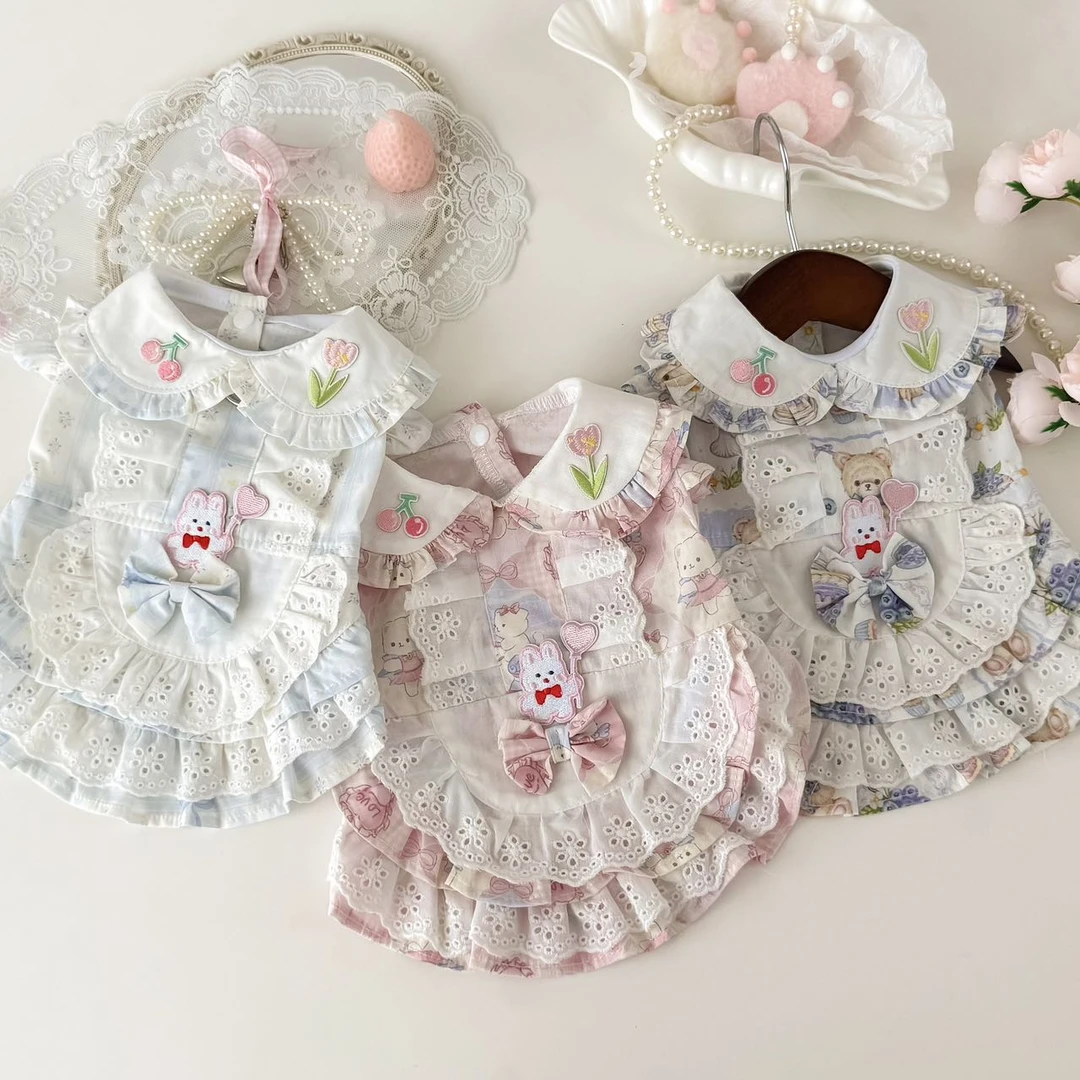 私人高定款可爱洛丽塔裙宠物衣服狗狗猫咪春夏中小型犬比熊泰迪