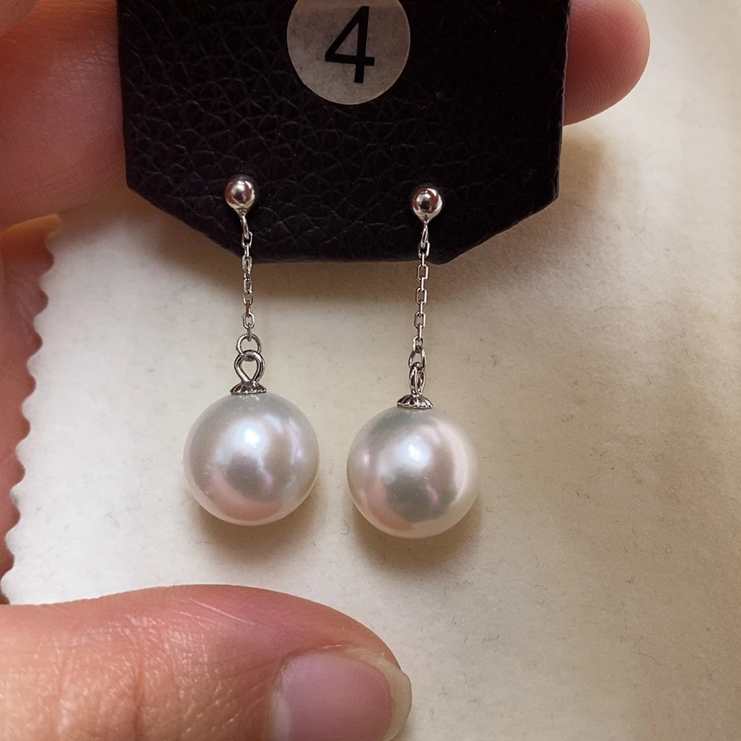 淡水珍珠银S925镶嵌耳饰