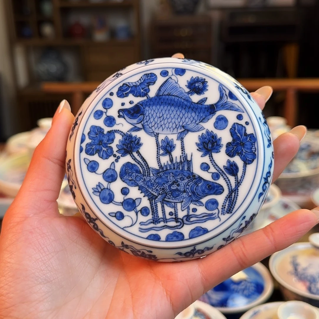 杯重工鱼藻盖置纯手绘福利