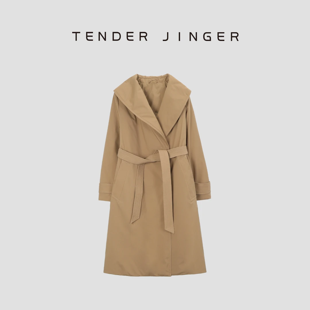Tender Jinger【活动】大翻领长款风衣式羽绒服T44DU79935