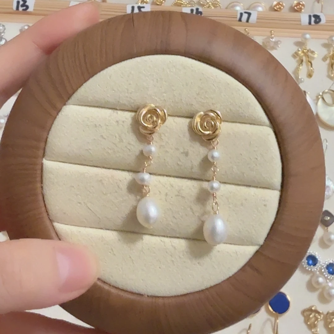 银S925镶嵌淡水珍珠耳饰