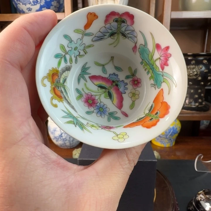 丝***铃陶瓷00000000013蝴蝶花卉杯子