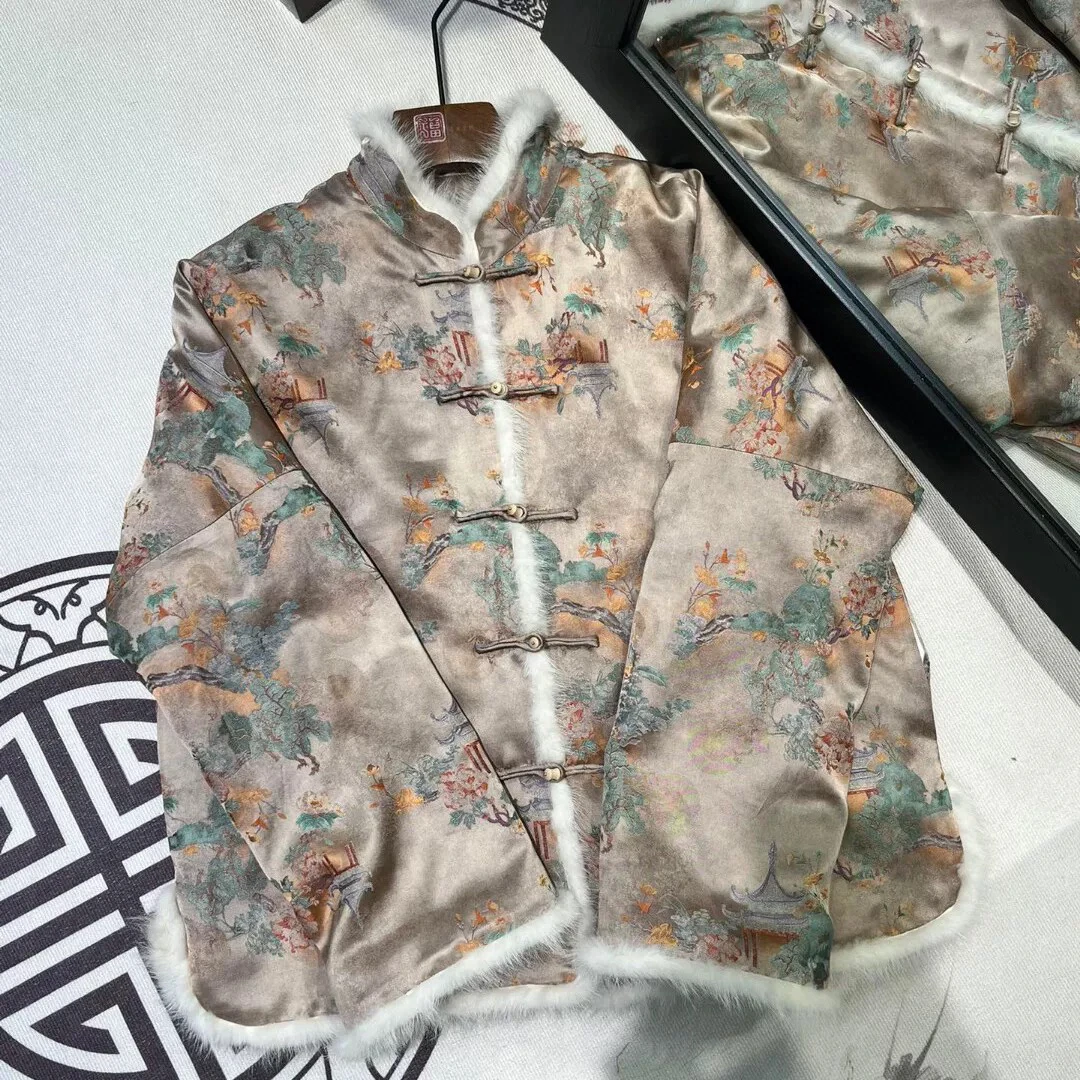 【茶歇】玛薇丝秋冬新款中国风新中式重工国风加厚棉外套