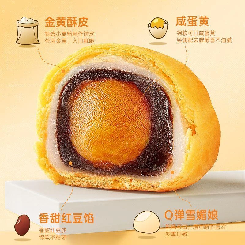新货比比赞蛋黄酥240g雪媚娘夹心甜品糕点休闲零食品解馋小吃下午
