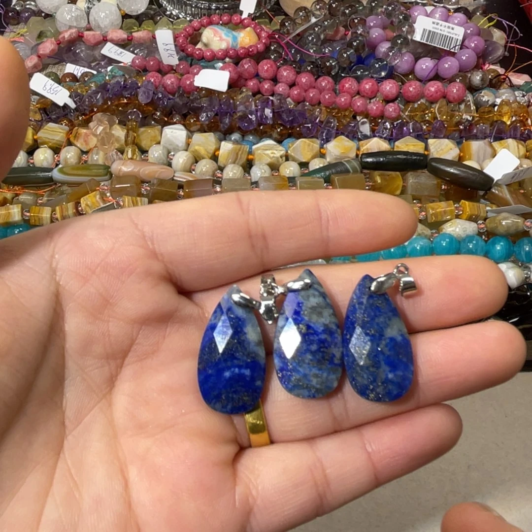 玛瑙/玉髓散珠青金切面一个