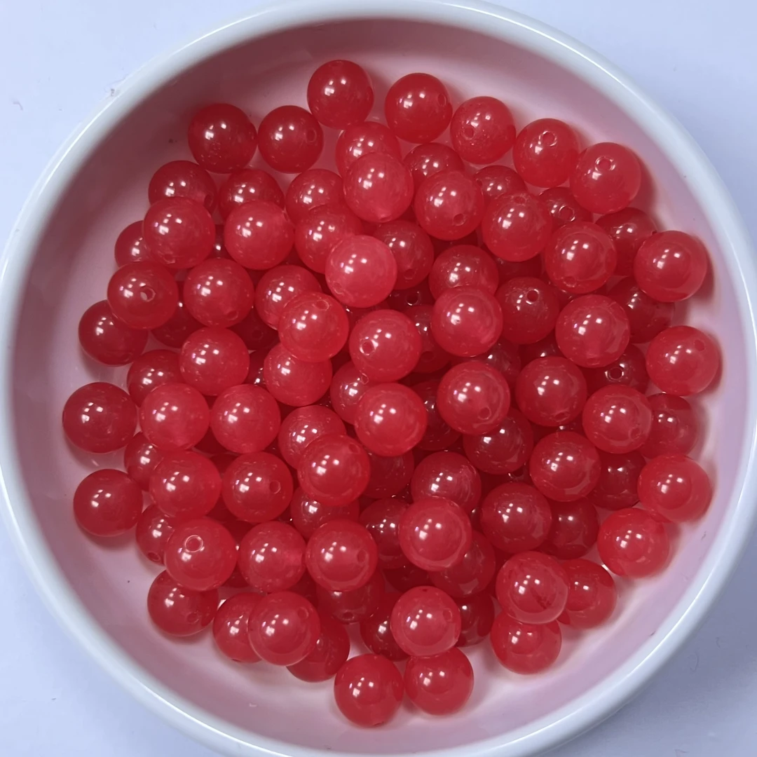 天然珠宝玉石 南红樱桃红Y870 6mm 50颗（赠弹力线）
