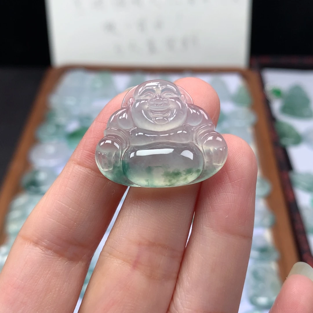 颈饰未镶嵌翡翠冰种飘花佛公