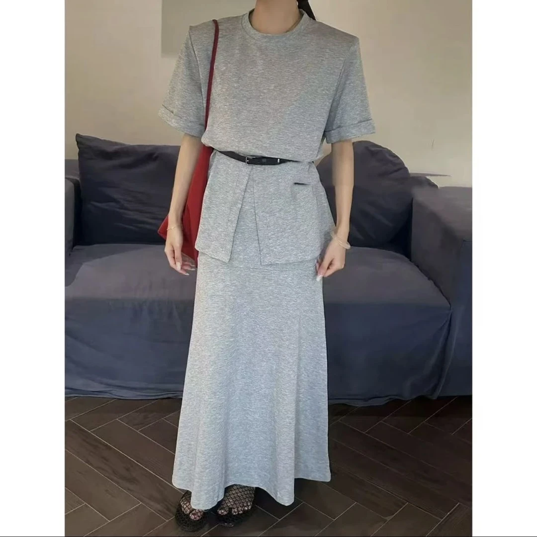 【土豆优选】时髦收腰短袖➕半裙套装