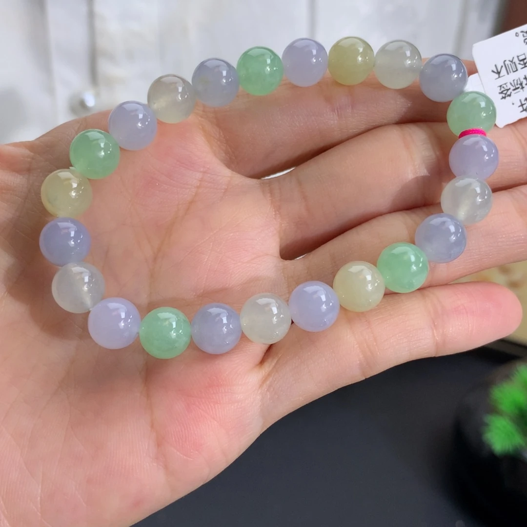翡翠未镶嵌手串卡8胶润多宝手串