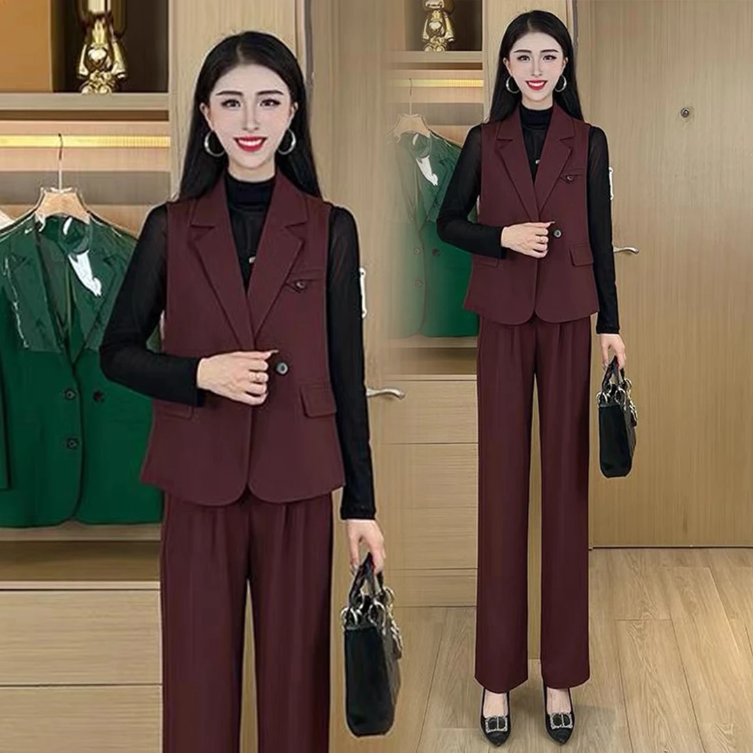 秋季马甲套装女小西装职业款显瘦修身轻奢名媛减龄气质洋气三件套