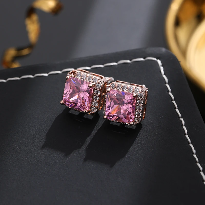 铜合金耳饰 《货号7098》甜美少女气质粉色耳钉