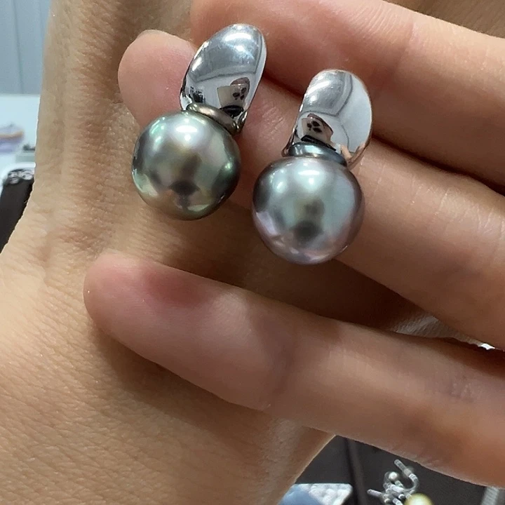 银S925镶嵌耳饰海水珍珠瑶*