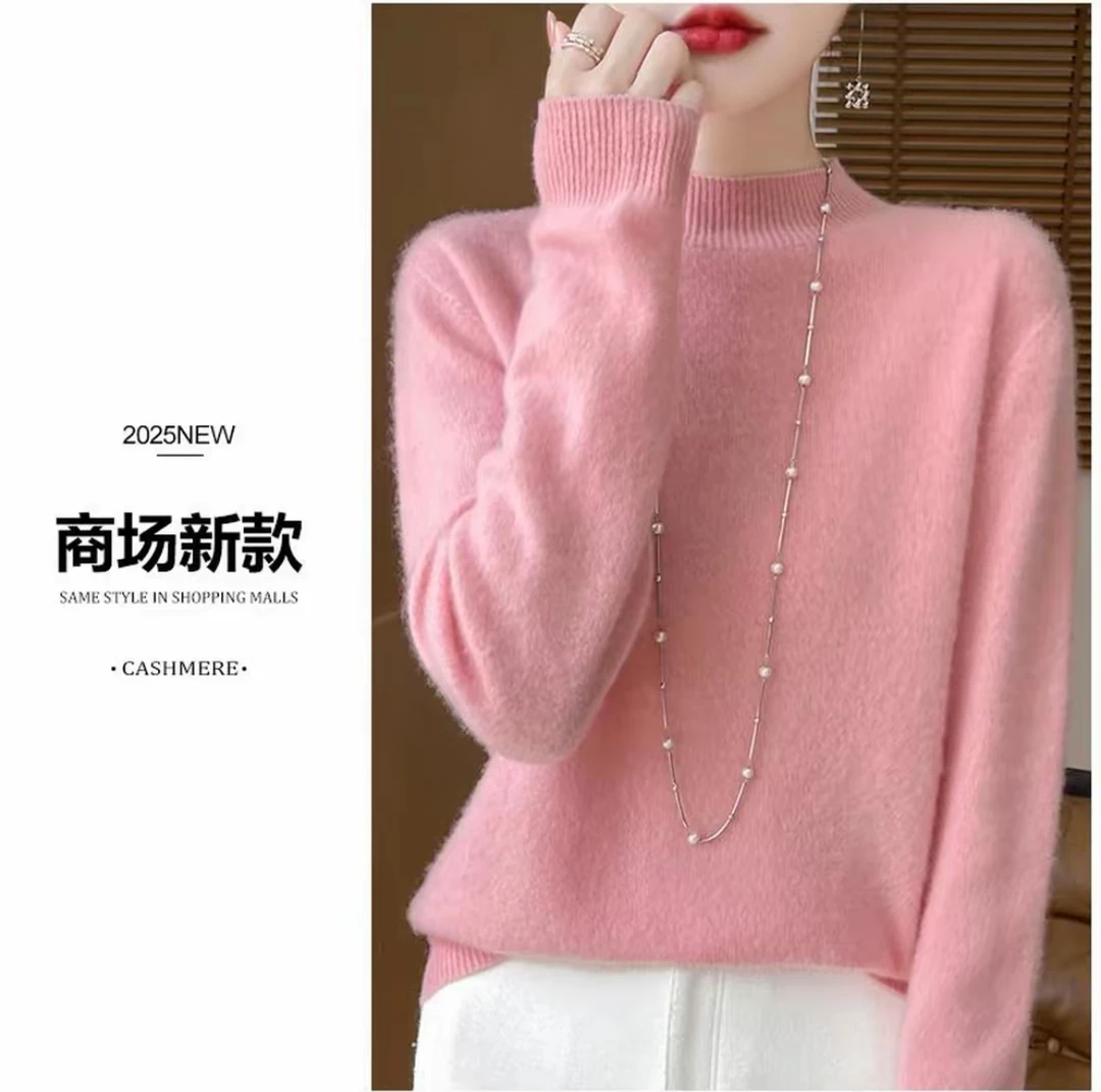 【商场同款 重磅加厚】一线成衣纯羊毛半高领百搭套头针织打底衫女