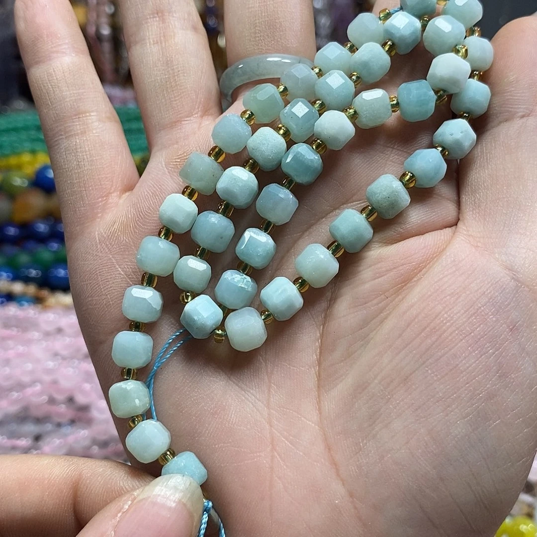 玛瑙/玉髓未镶嵌珠宝半成品天河方糖一条卡7mm