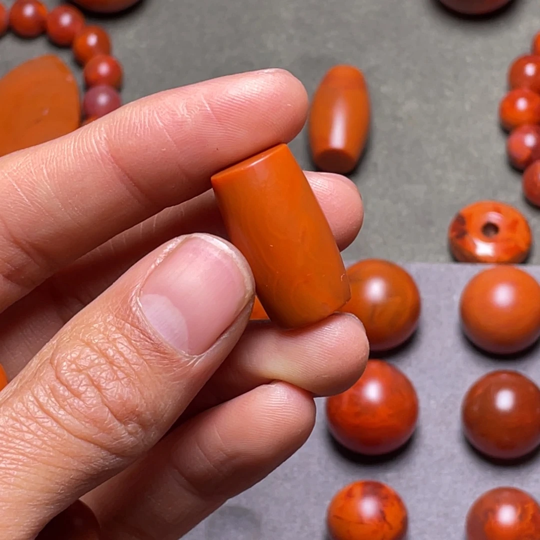 超***龙南红玛瑙未镶嵌珠子天然原矿南红桶珠13×23毫米