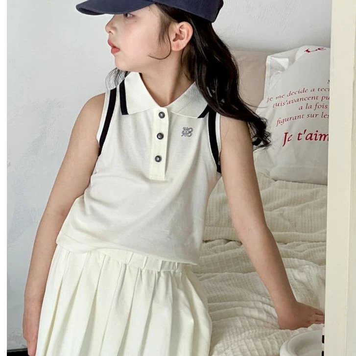 女童套装夏装2025新款儿童白色Polo衫上衣半身裙韩范炸街衣服宝宝