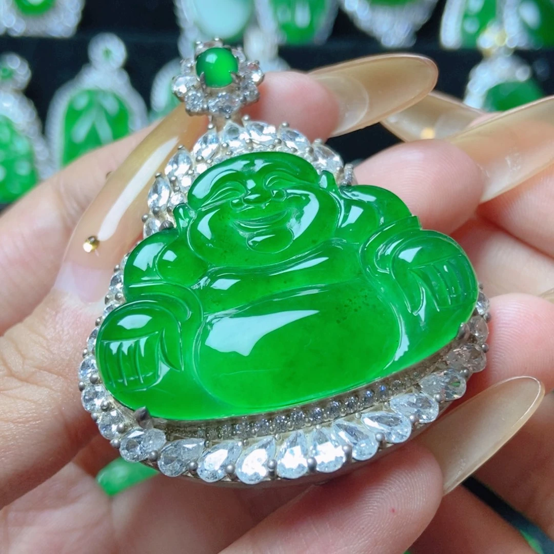 颈饰银S925镶嵌翡翠