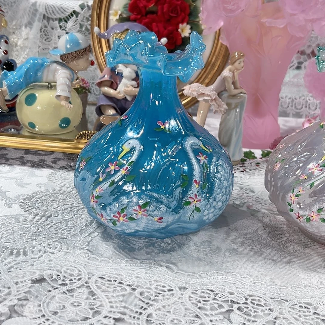陶瓷 0127福利蓝色天鹅花瓶