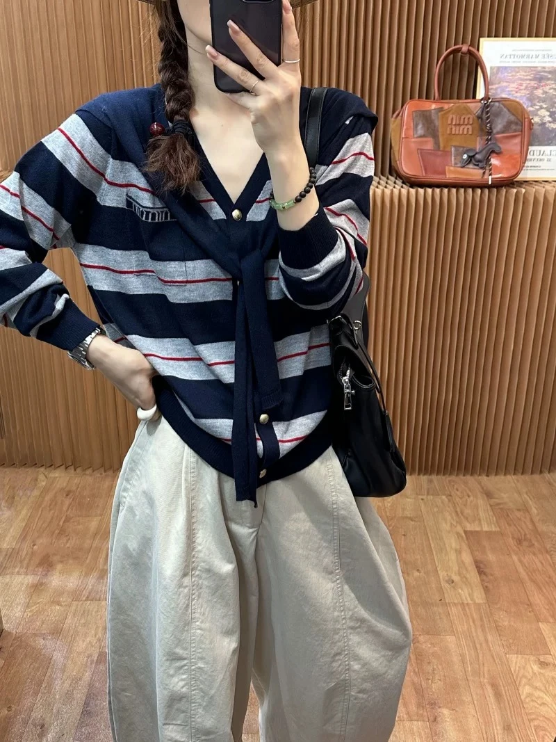 大码2025撞色韩式针织秋季减龄显瘦时尚百搭上衣披肩两件套#2531