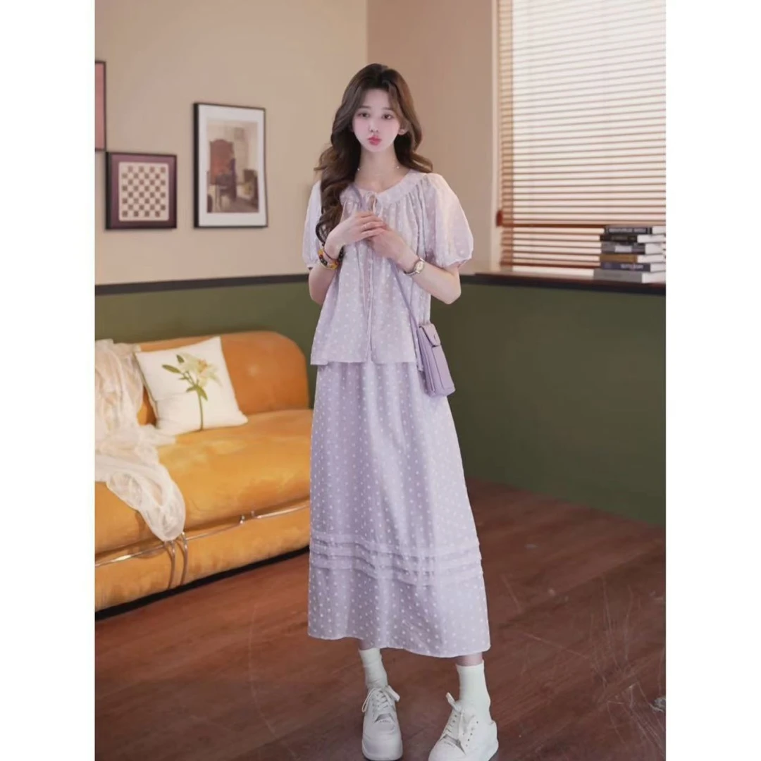 余紫绮【珊瑚晨曦】高级感穿搭上衣+半身裙两件套装ZO1217197