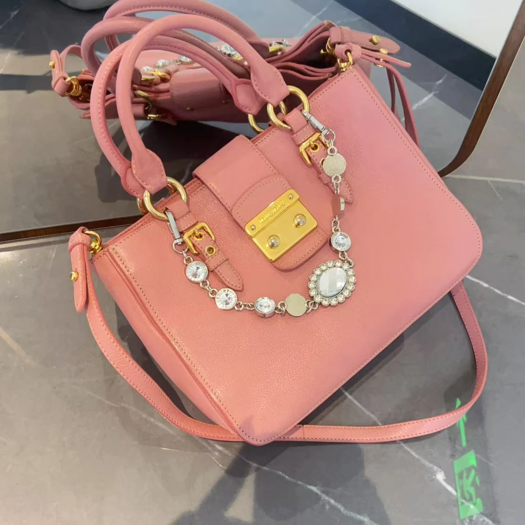 95新 MIU MIU/缪缪 缪缪粉色手提斜挎包包95新/JM0108