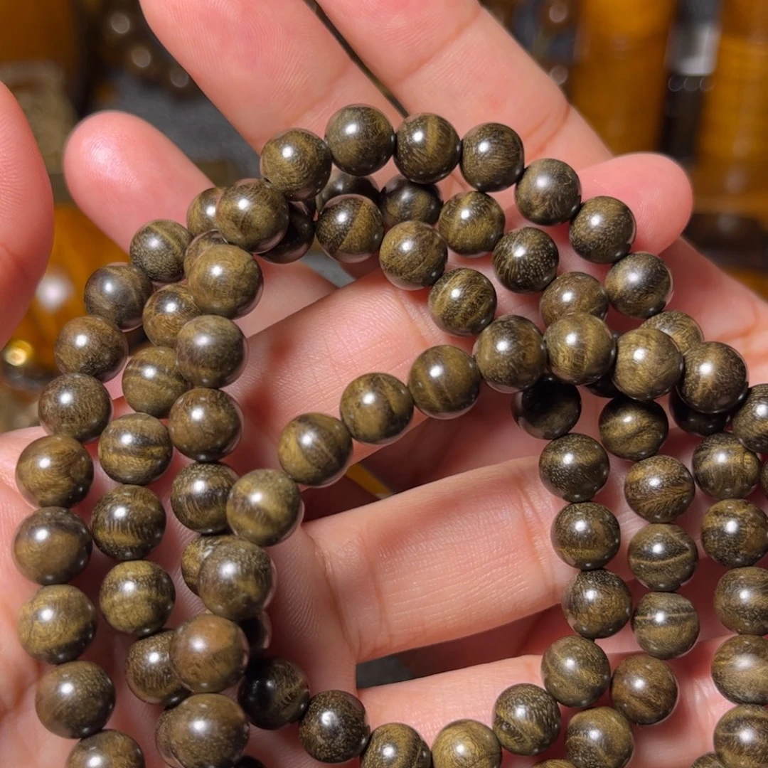金丝楠阴沉花纹佛珠0.8