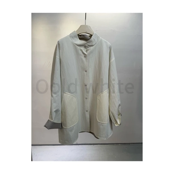 老白 日系风衣外套春 正反穿磁吸扣