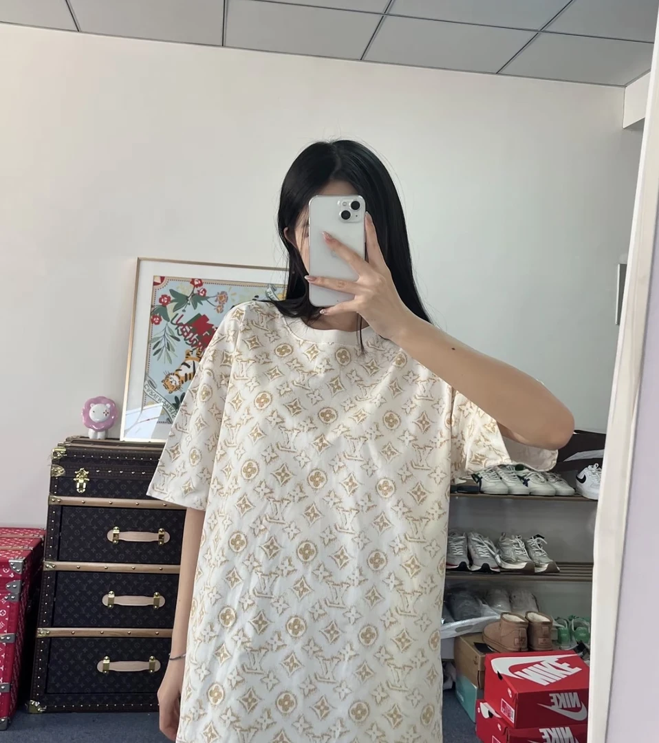 未使用 LouisVuitton/路易威登 TY字母Logo老花印花短袖T恤HPY15W